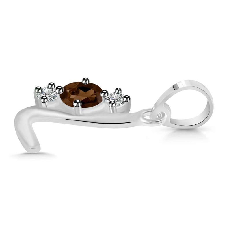 Smoky & White Topaz Alphabet L Pendant