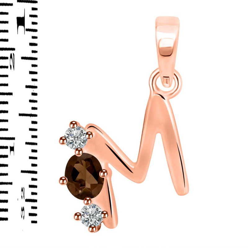 Smoky & White Topaz Alphabet M Pendant SMY-RDA-65.