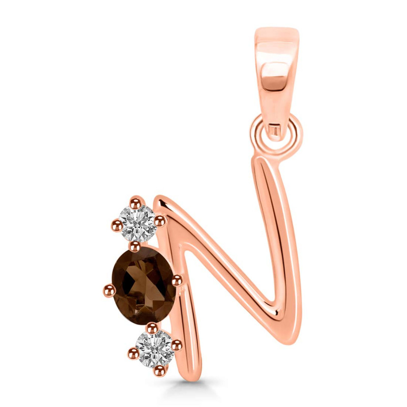 Smoky & White Topaz Alphabet N Pendant SMY-RDA-66.