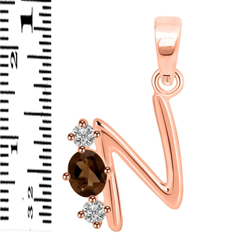 Smoky & White Topaz Alphabet N Pendant SMY-RDA-66.