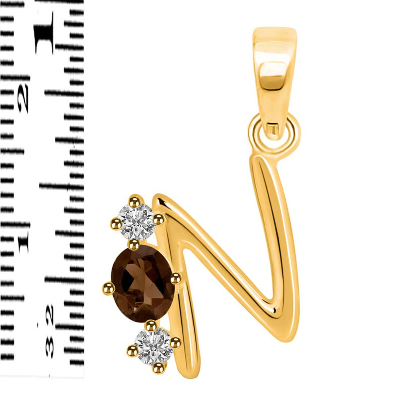 Smoky & White Topaz Alphabet N Pendant SMY-RDA-66.