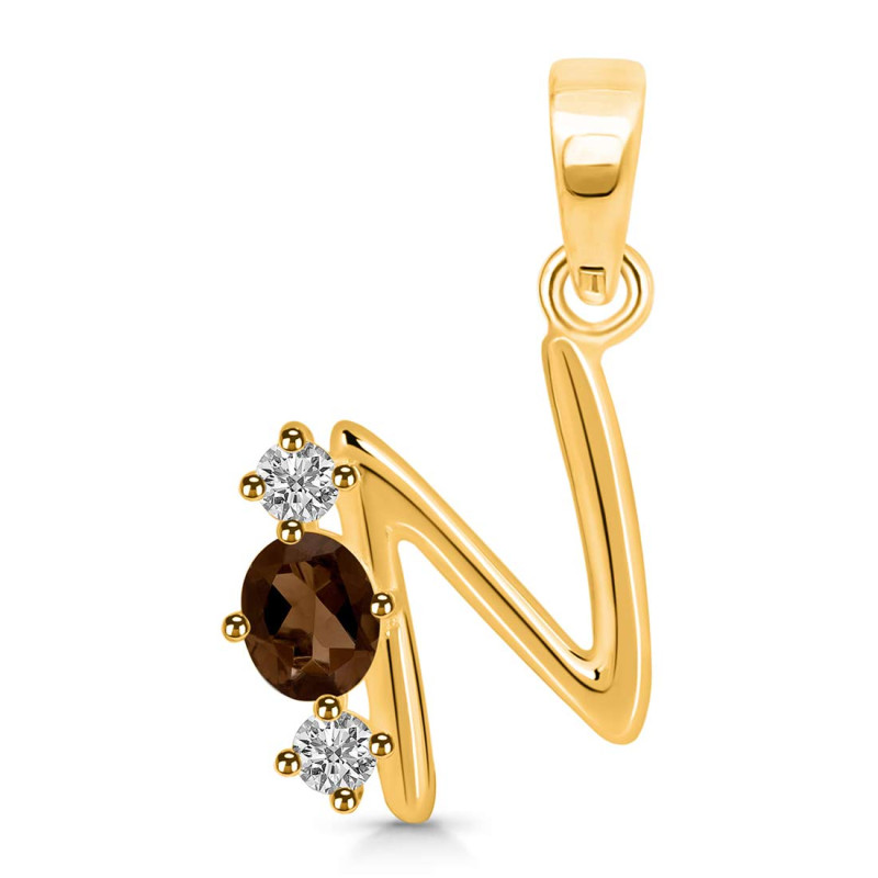 Smoky & White Topaz Alphabet N Pendant SMY-RDA-66.