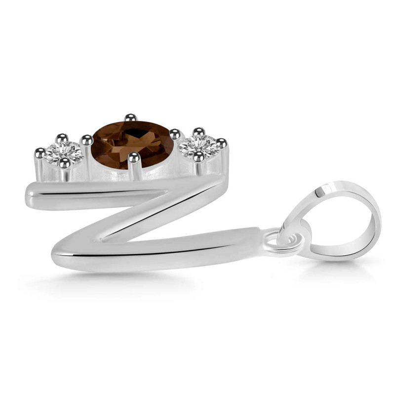 Smoky & White Topaz Alphabet N Pendant