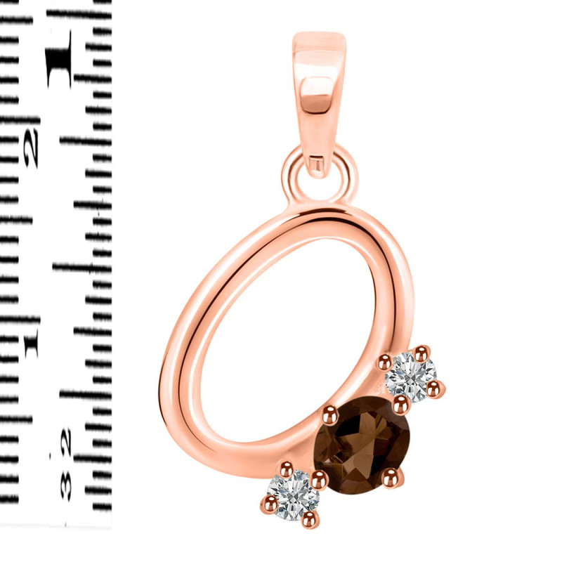 Smoky & White Topaz Alphabet O Pendant SMY-RDA-67.