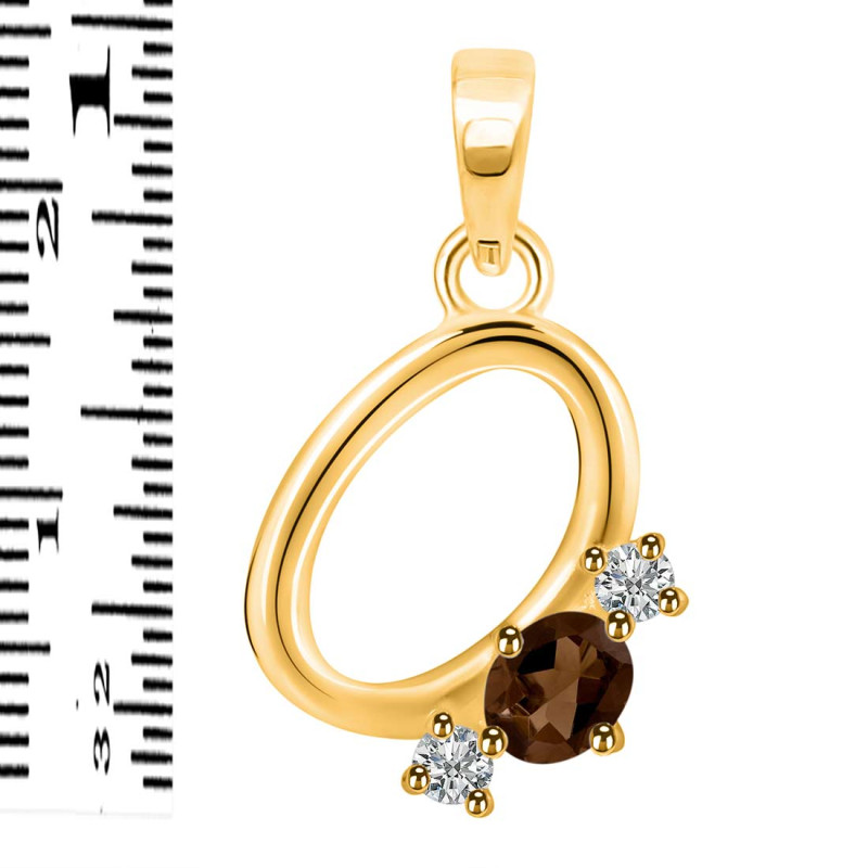 Smoky & White Topaz Alphabet O Pendant SMY-RDA-67.