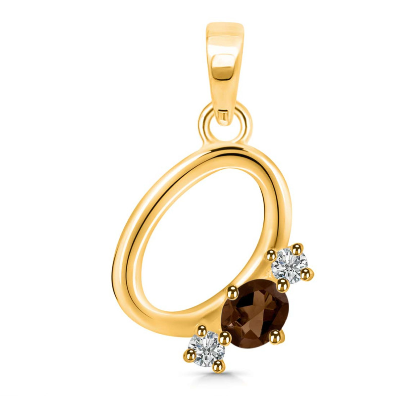 Smoky & White Topaz Alphabet O Pendant SMY-RDA-67.