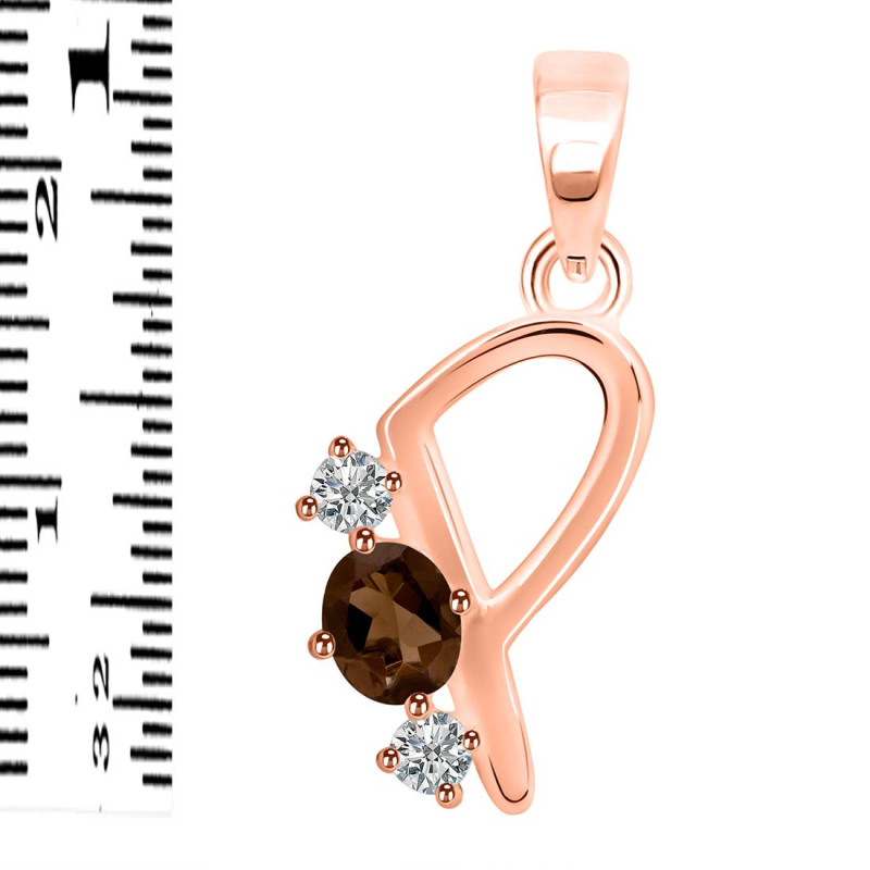 Smoky & White Topaz Alphabet P Pendant SMY-RDA-68.