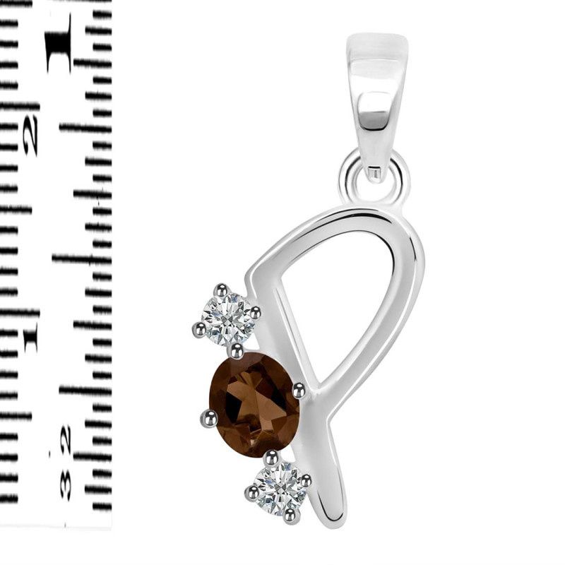 Smoky & White Topaz Alphabet P Pendant SMY-RDA-68.