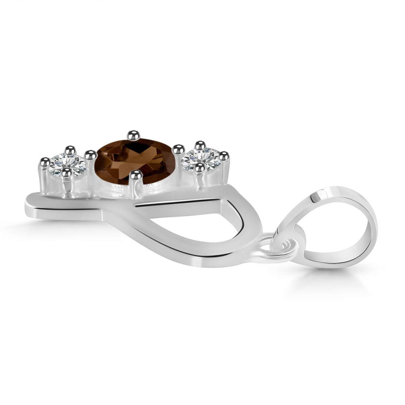 Smoky & White Topaz Alphabet P Pendant