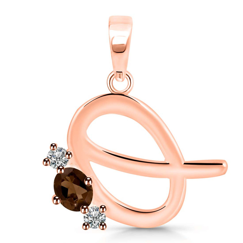 Smoky & White Topaz Alphabet Q Pendant SMY-RDA-69.