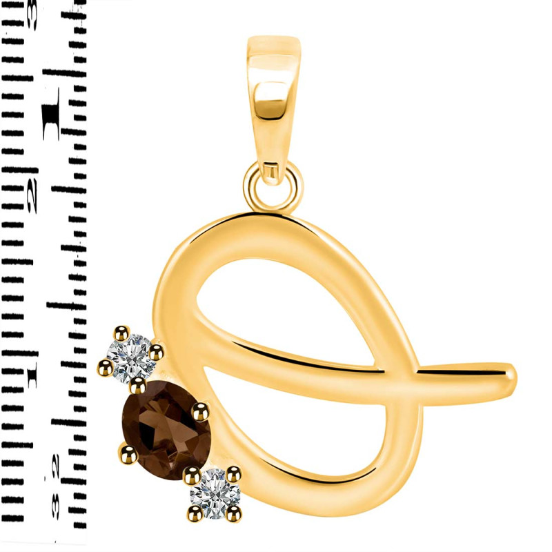 Smoky & White Topaz Alphabet Q Pendant SMY-RDA-69.