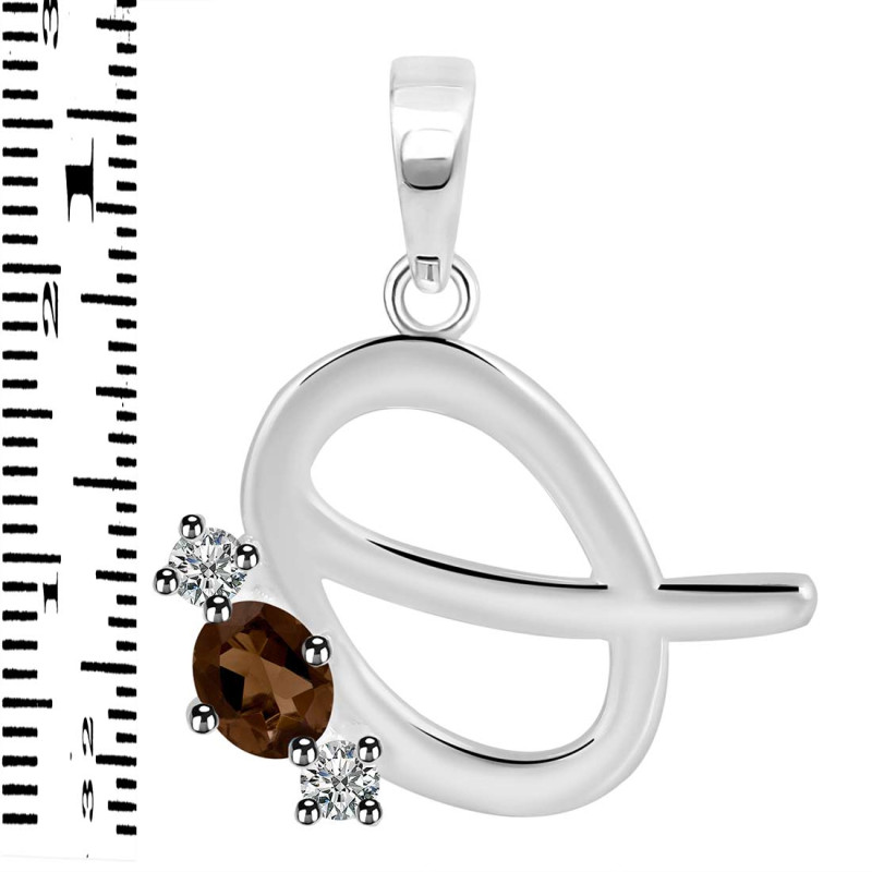 Smoky & White Topaz Alphabet Q Pendant SMY-RDA-69.