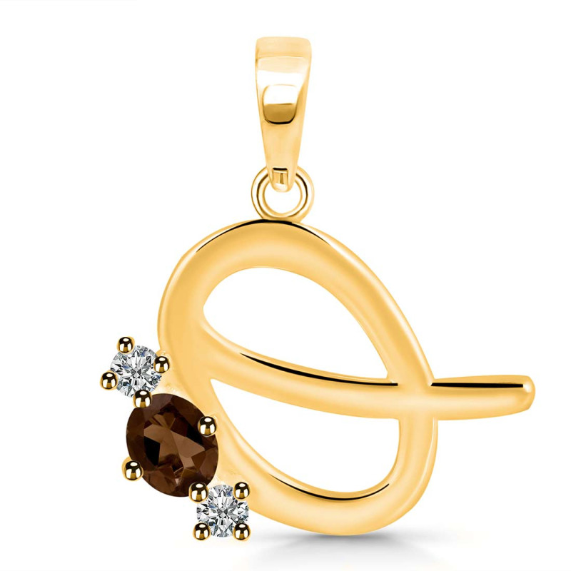 Smoky & White Topaz Alphabet Q Pendant SMY-RDA-69.