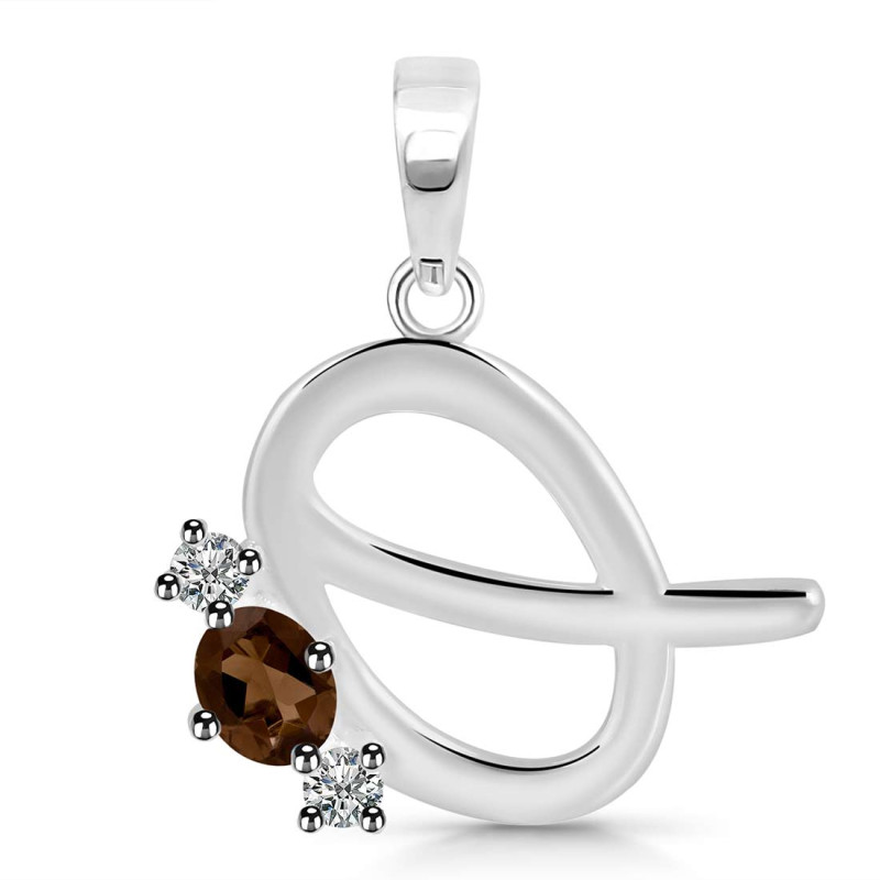 Smoky & White Topaz Alphabet Q Pendant SMY-RDA-69.
