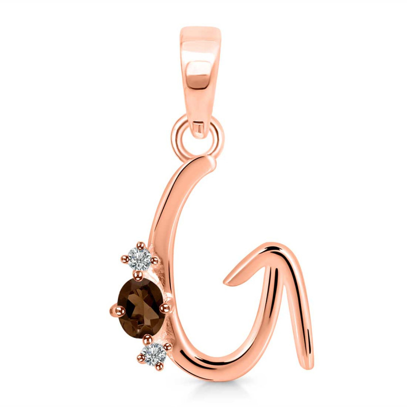 Smoky & White Topaz Alphabet G Pendant SMY-RDA-7.
