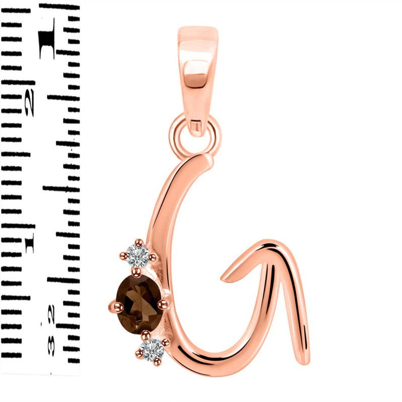 Smoky & White Topaz Alphabet G Pendant SMY-RDA-7.