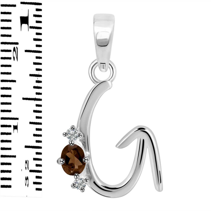 Smoky & White Topaz Alphabet G Pendant SMY-RDA-7.