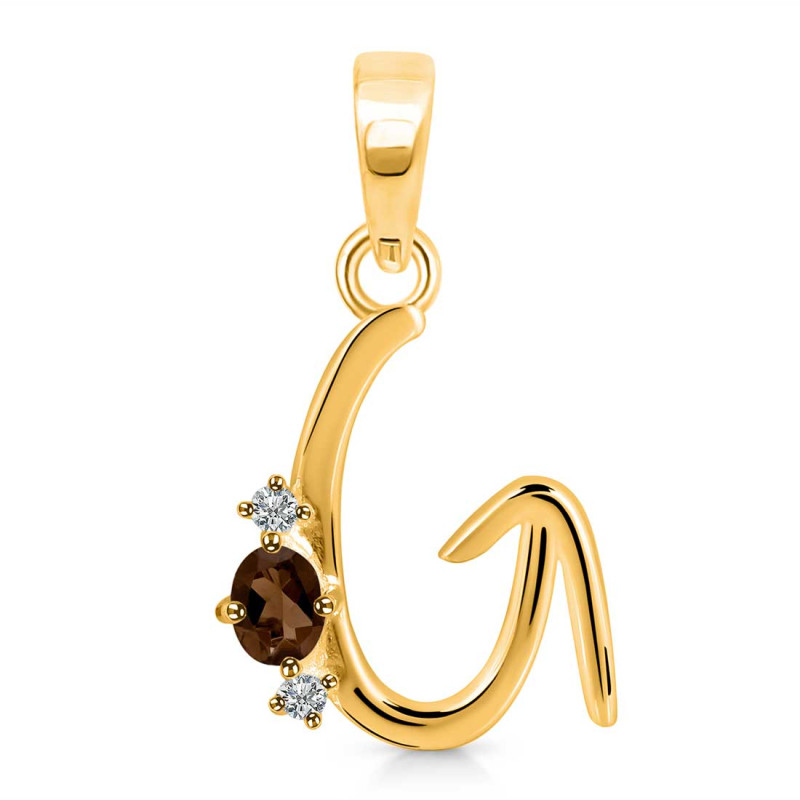 Smoky & White Topaz Alphabet G Pendant SMY-RDA-7.