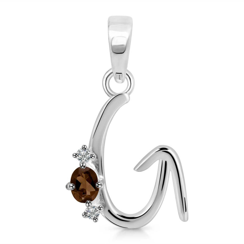 Smoky & White Topaz Alphabet G Pendant SMY-RDA-7.