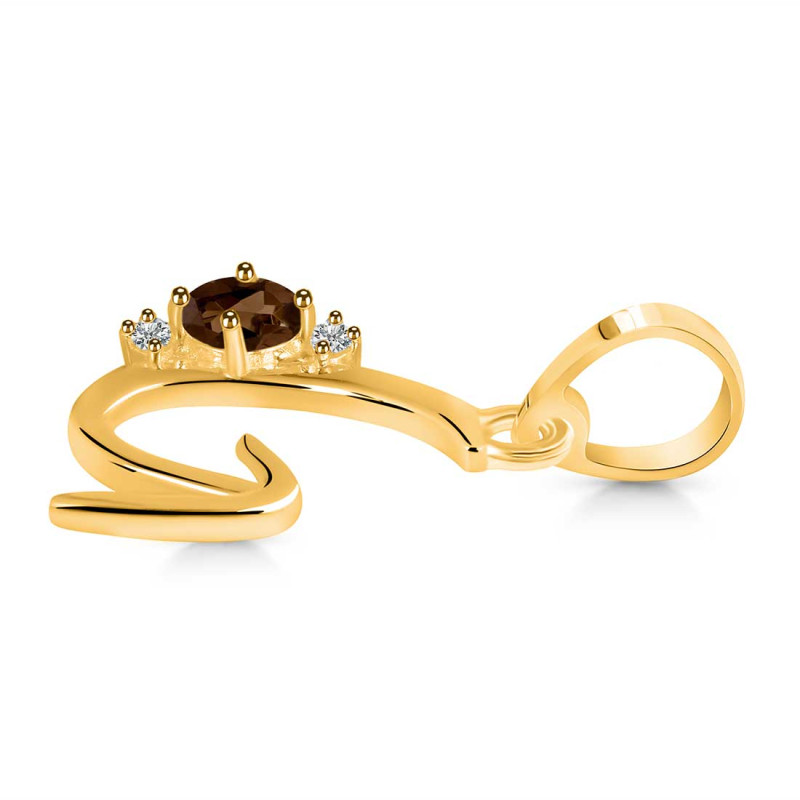 Smoky & White Topaz Alphabet G Pendant SMY-RDA-7.