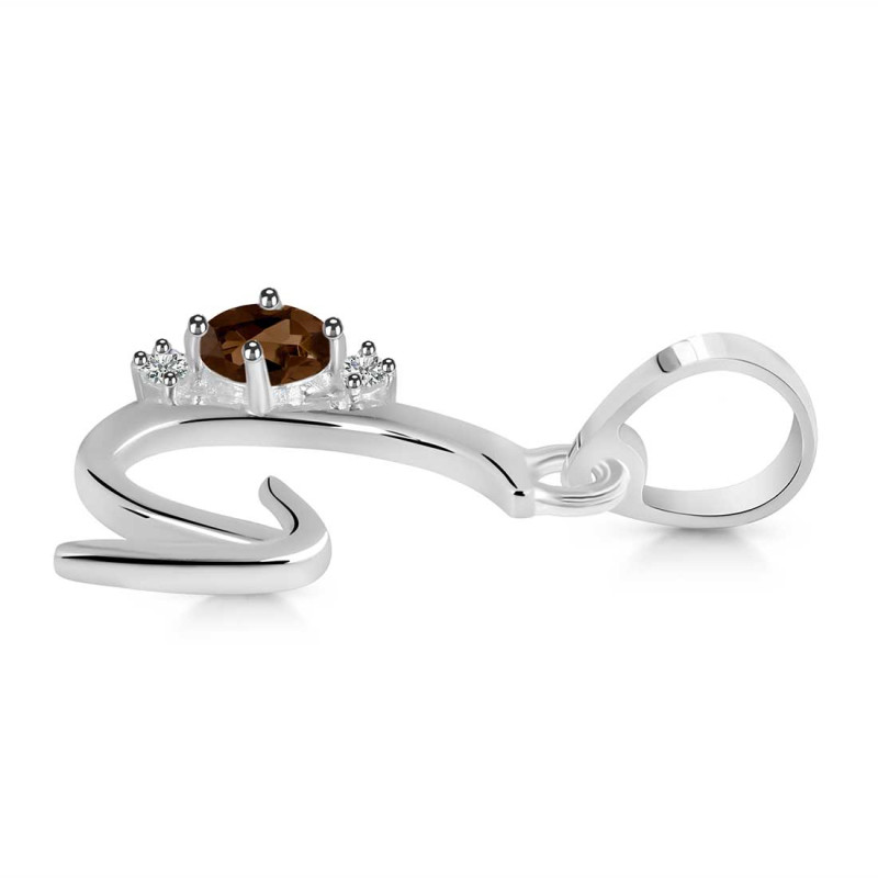 Smoky & White Topaz Alphabet G Pendant