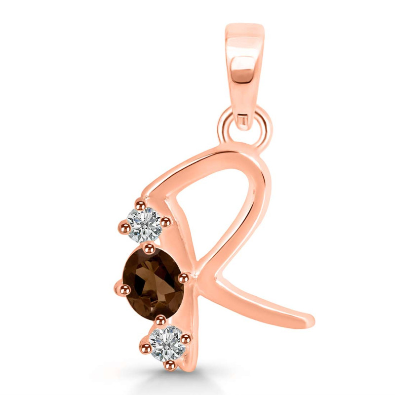 Smoky & White Topaz Alphabet R Pendant SMY-RDA-70.
