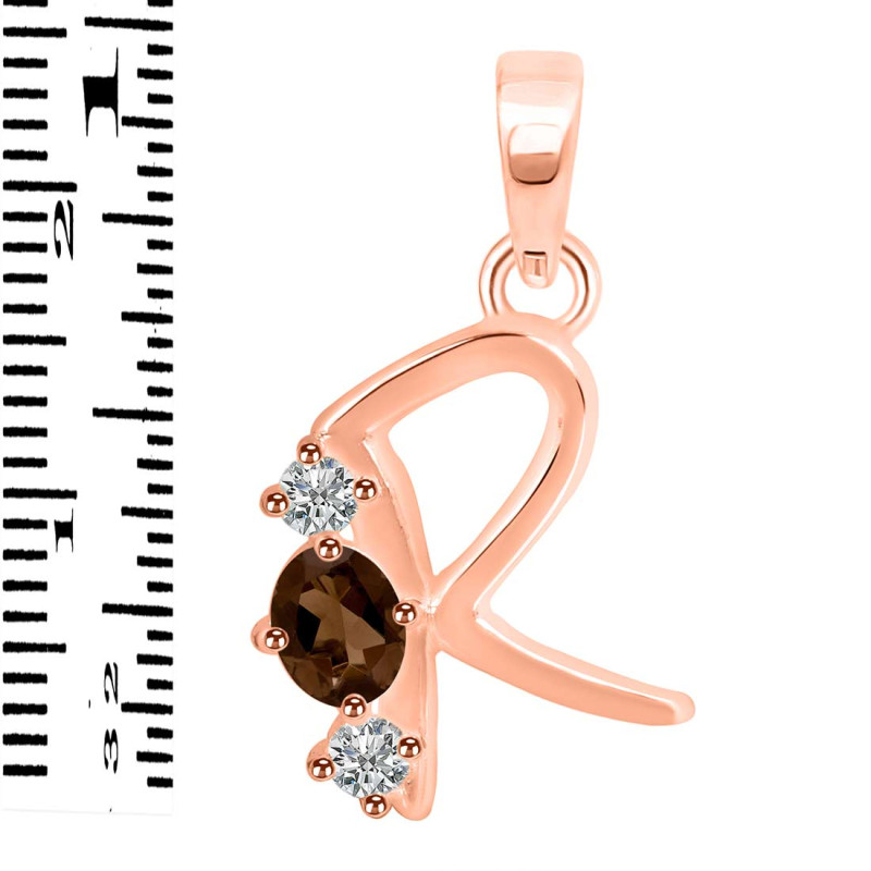 Smoky & White Topaz Alphabet R Pendant SMY-RDA-70.