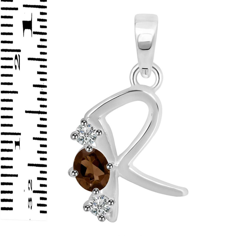 Smoky & White Topaz Alphabet R Pendant SMY-RDA-70.
