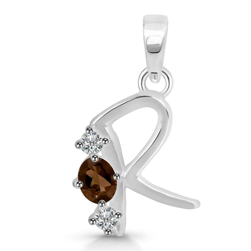 Smoky & White Topaz Alphabet R Pendant SMY-RDA-70.