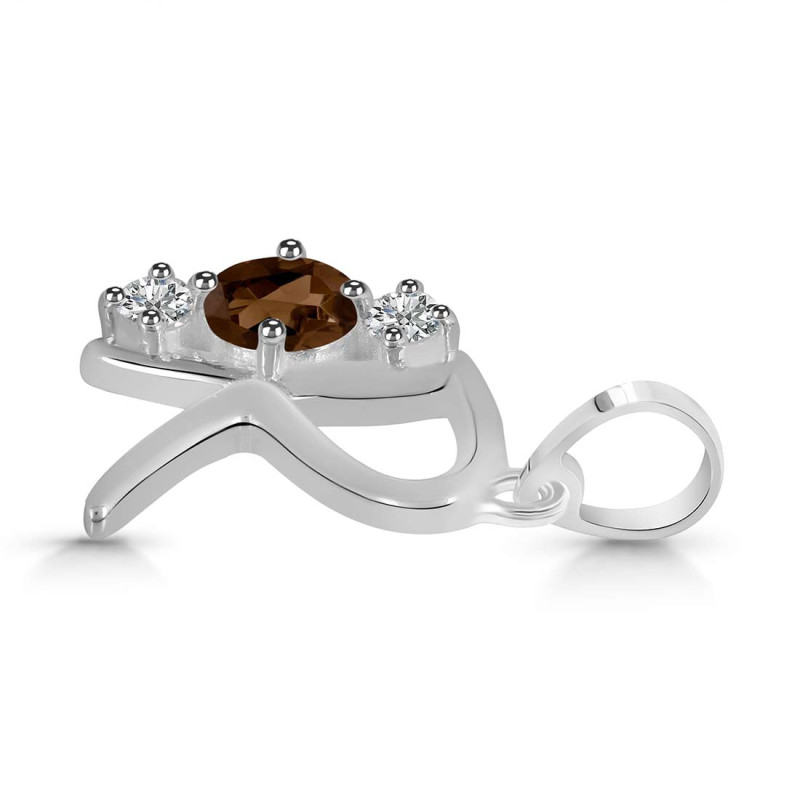 Smoky & White Topaz Alphabet R Pendant
