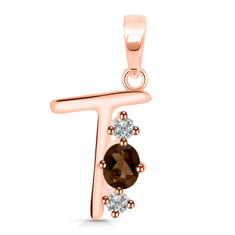 Smoky & White Topaz Alphabet T Pendant SMY-RDA-72.