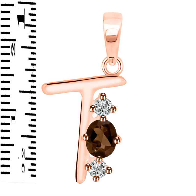 Smoky & White Topaz Alphabet T Pendant SMY-RDA-72.