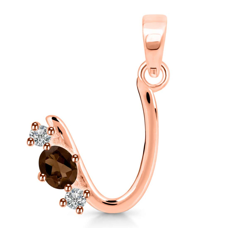 Smoky & White Topaz Alphabet U Pendant SMY-RDA-73.