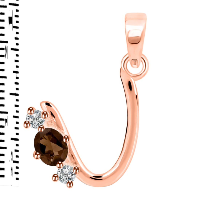 Smoky & White Topaz Alphabet U Pendant SMY-RDA-73.