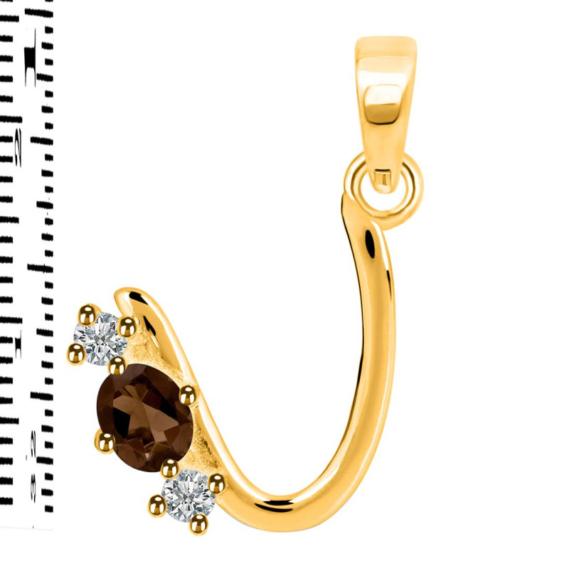 Smoky & White Topaz Alphabet U Pendant SMY-RDA-73.