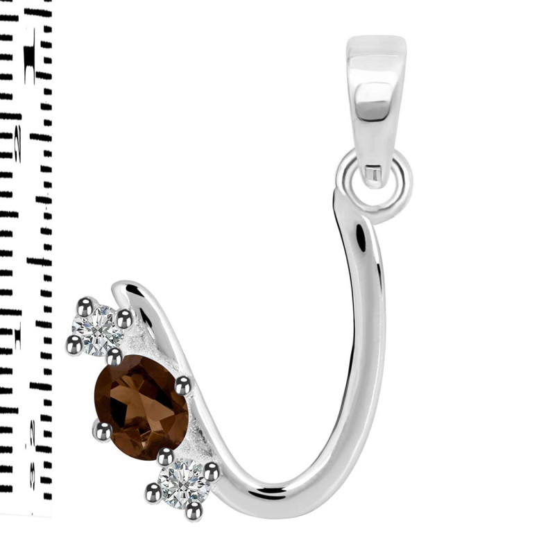 Smoky & White Topaz Alphabet U Pendant SMY-RDA-73.