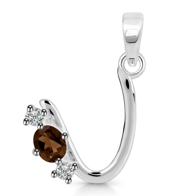 Smoky & White Topaz Alphabet U Pendant SMY-RDA-73.