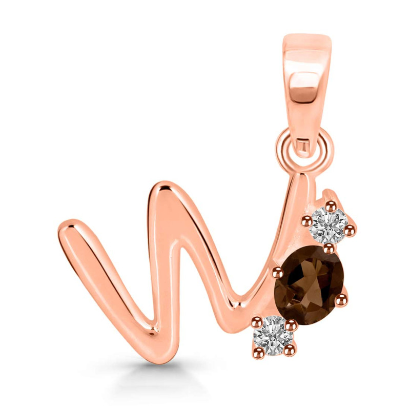 Smoky & White Topaz Alphabet W Pendant SMY-RDA-75.