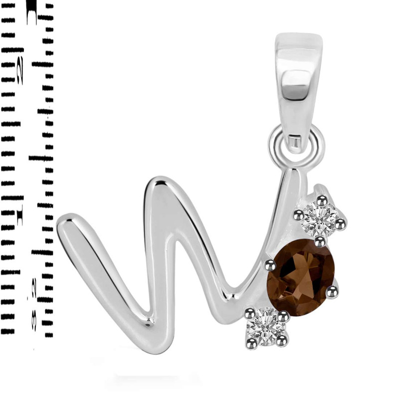 Smoky & White Topaz Alphabet W Pendant SMY-RDA-75.