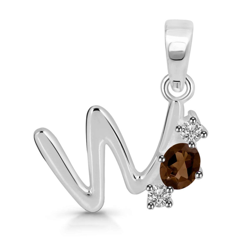 Smoky & White Topaz Alphabet W Pendant SMY-RDA-75.