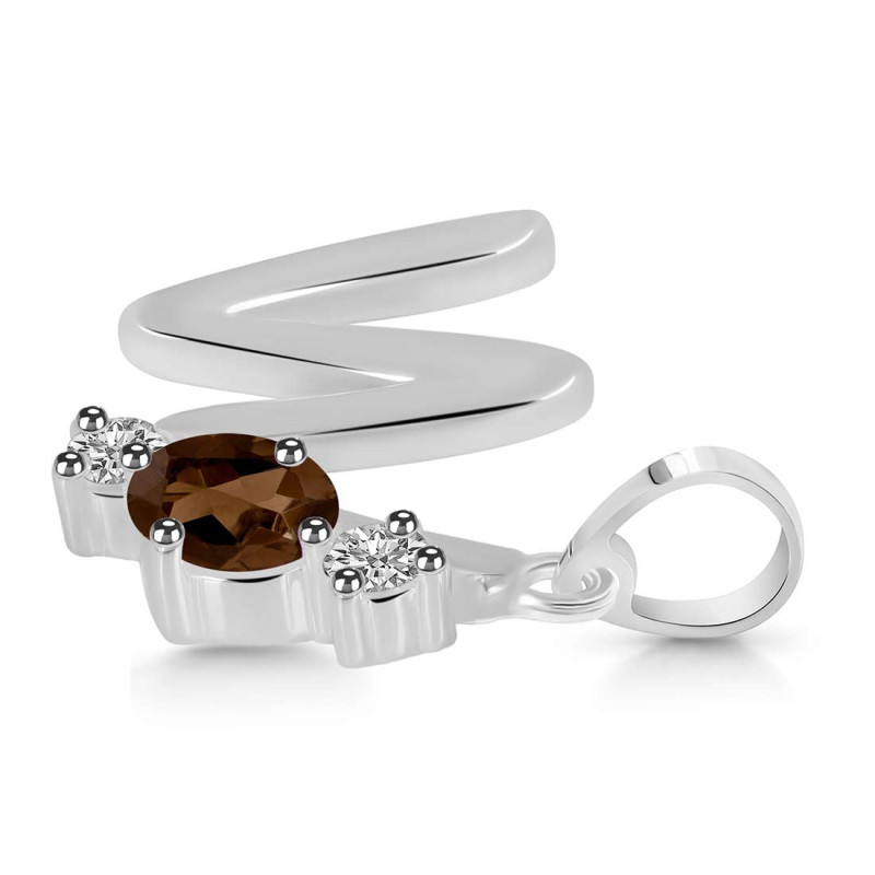 Smoky & White Topaz Alphabet W Pendant