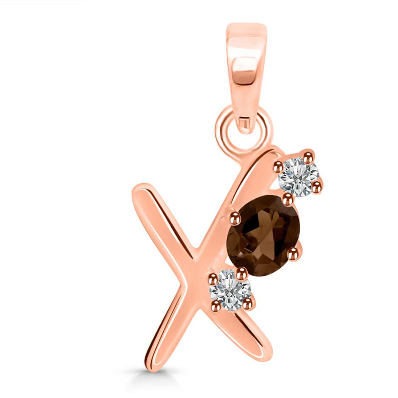 Smoky & White Topaz Alphabet X Pendant SMY-RDA-76.