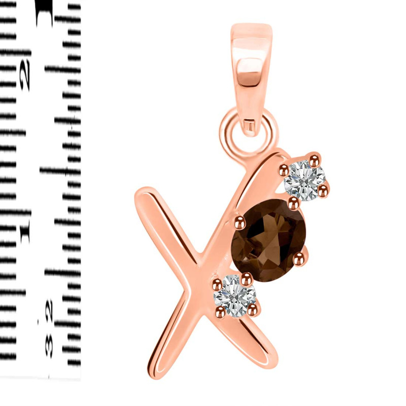 Smoky & White Topaz Alphabet X Pendant SMY-RDA-76.