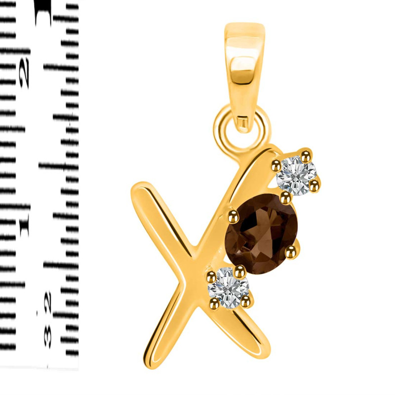 Smoky & White Topaz Alphabet X Pendant SMY-RDA-76.