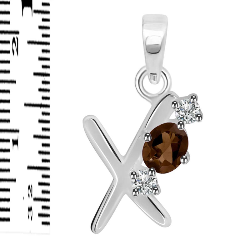 Smoky & White Topaz Alphabet X Pendant SMY-RDA-76.