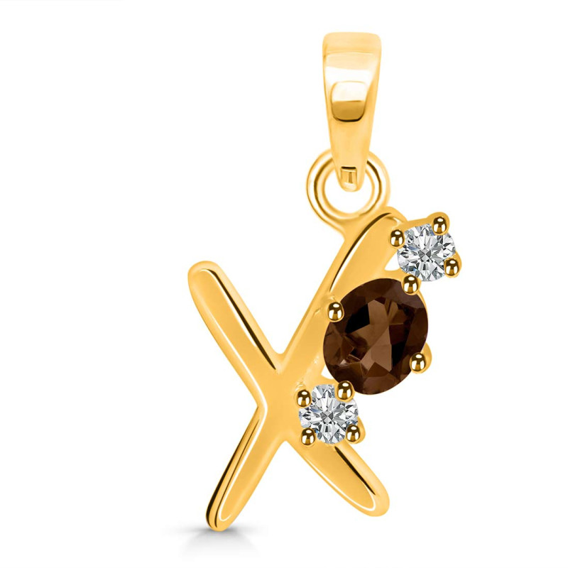 Smoky & White Topaz Alphabet X Pendant SMY-RDA-76.