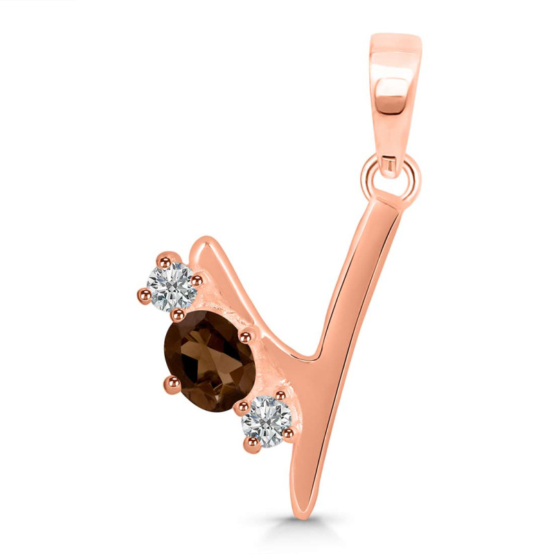 Smoky & White Topaz Alphabet Y Pendant SMY-RDA-77.