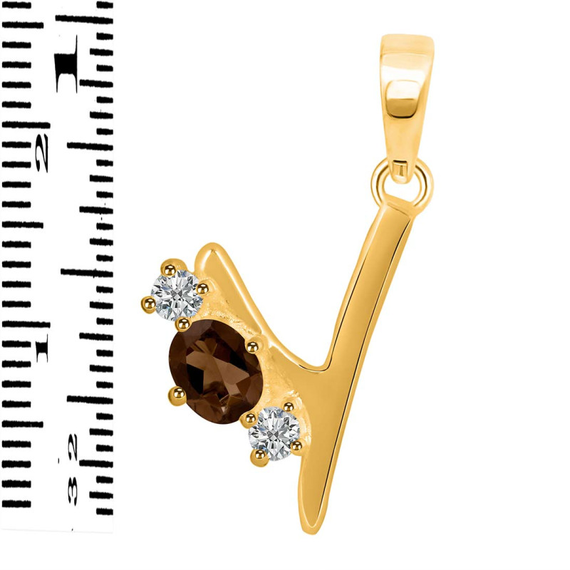 Smoky & White Topaz Alphabet Y Pendant SMY-RDA-77.