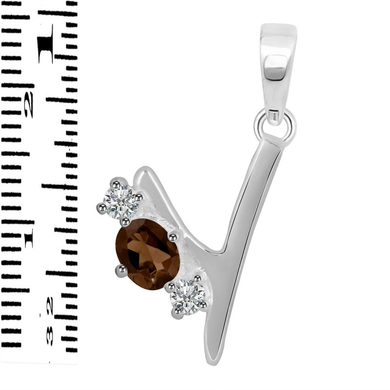 Smoky & White Topaz Alphabet Y Pendant SMY-RDA-77.