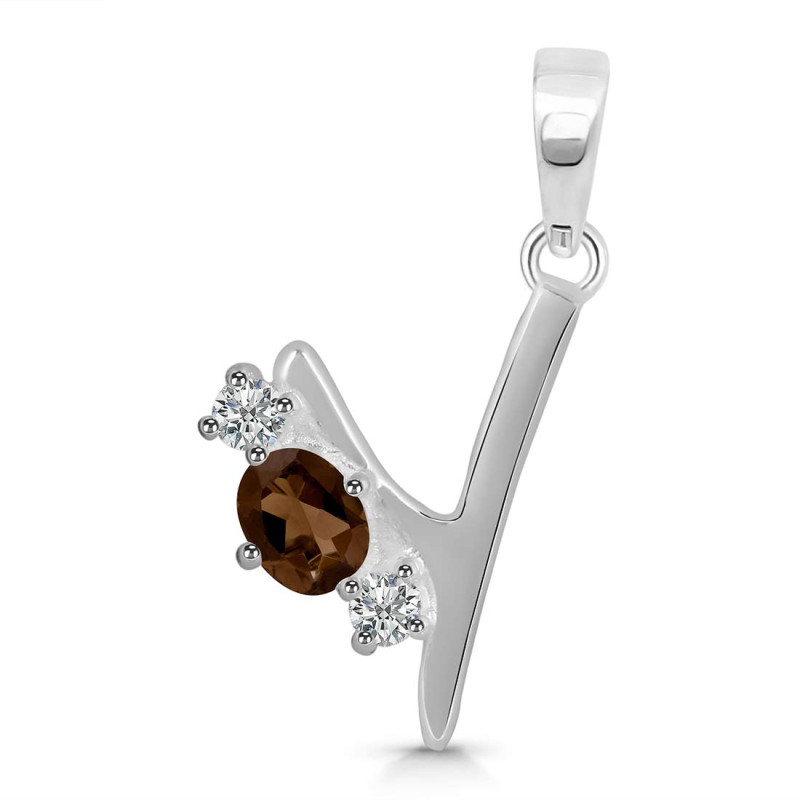 Smoky & White Topaz Alphabet Y Pendant SMY-RDA-77.